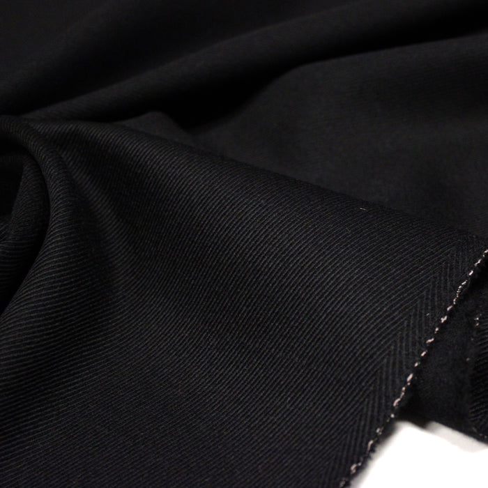 Tissu lainage sergé de laine noir - Fabrication italienne