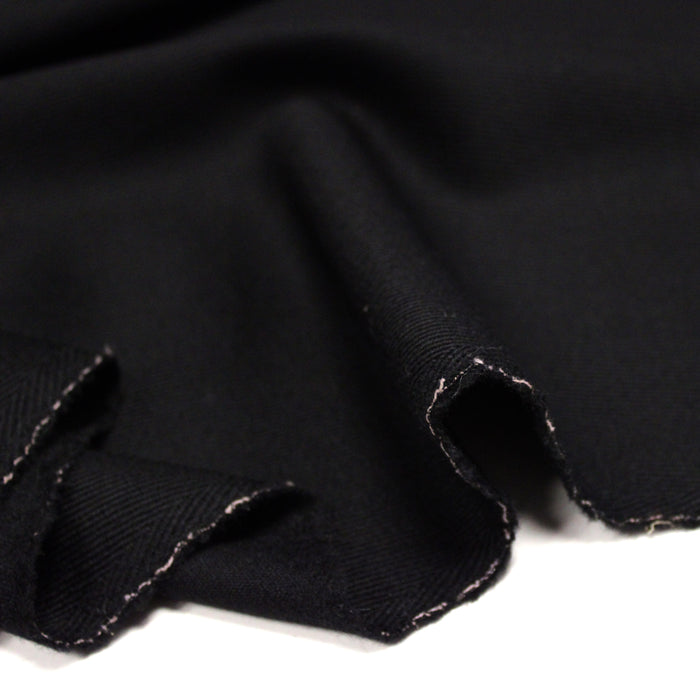 Tissu lainage sergé de laine noir - Fabrication italienne
