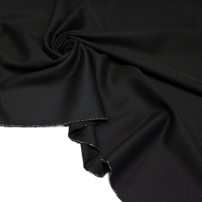 Tissu lainage sergé de laine noir - Fabrication italienne - TissusPapi.com