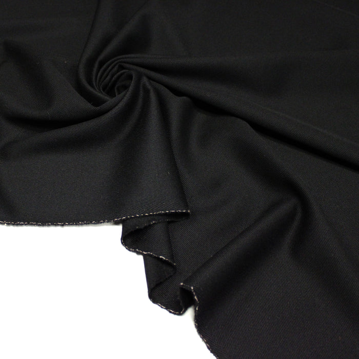 Tissu lainage sergé de laine noir - Fabrication italienne