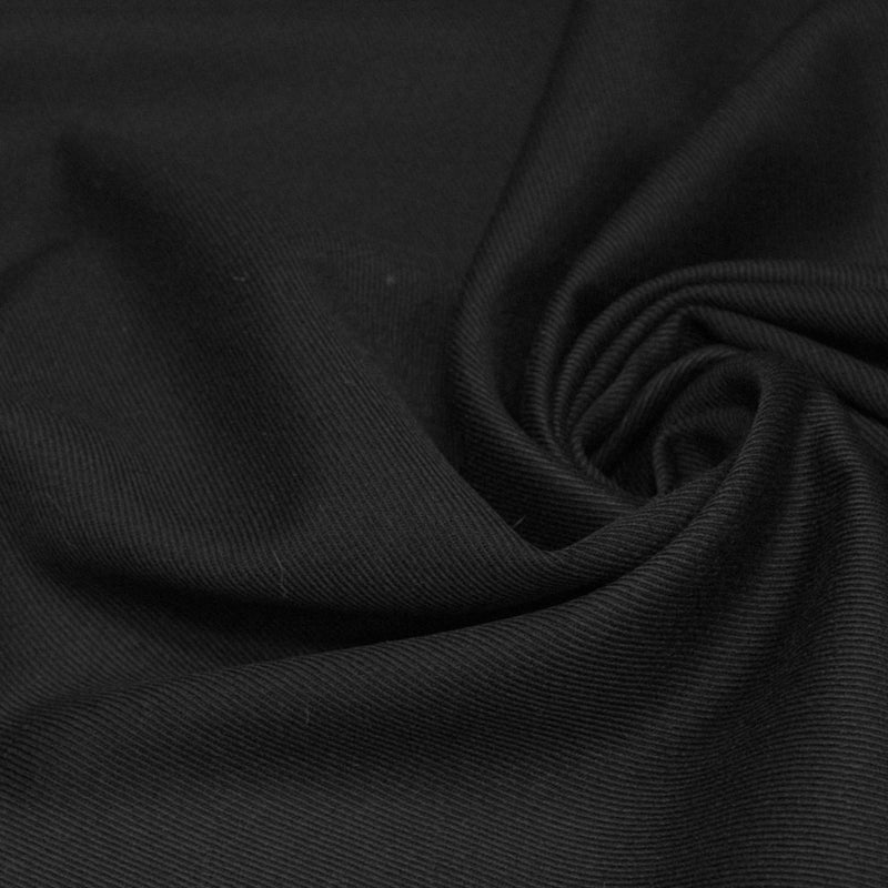 Tissu lainage sergé de laine noir - Fabrication italienne - TissusPapi.com