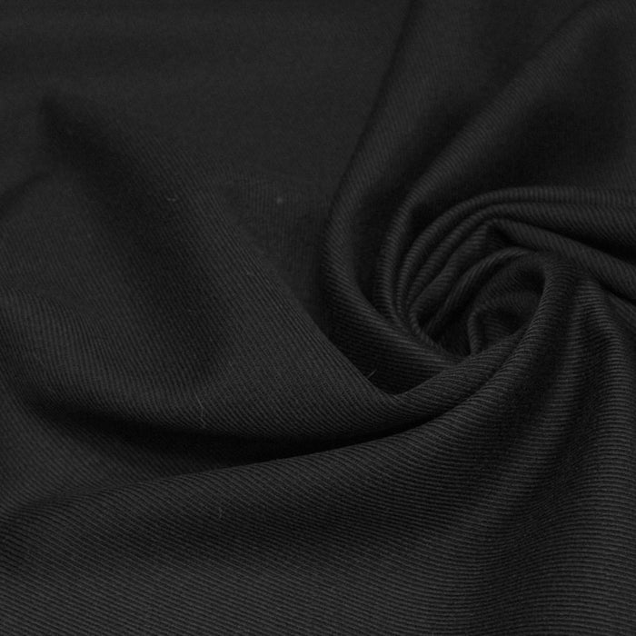 Tissu lainage sergé de laine noir - Fabrication italienne