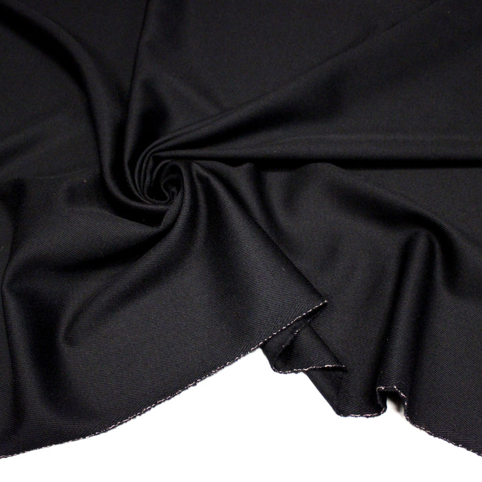 Tissu lainage sergé de laine noir - Fabrication italienne