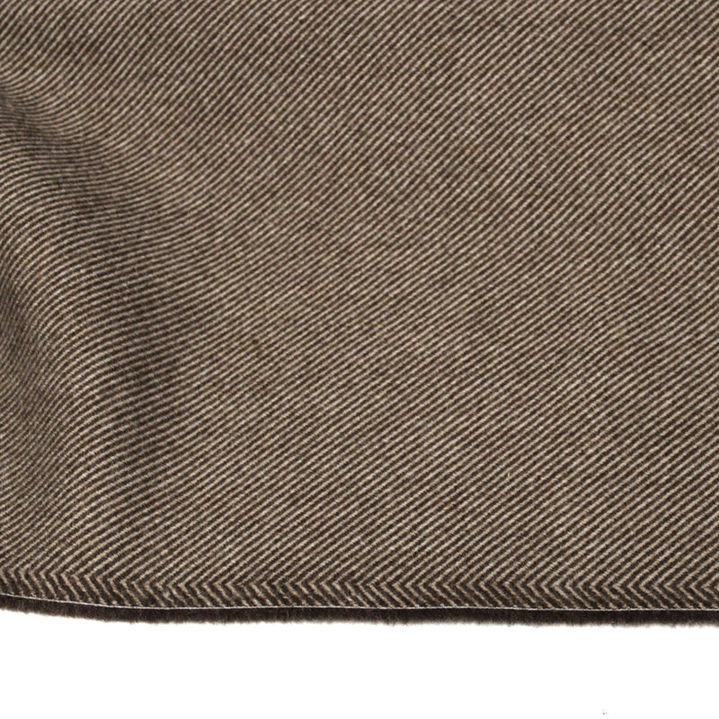 Tissu lainage sergé, fines rayures crème et chocolat - Fabrication italienne - TissusPapi.com