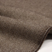 Tissu lainage sergé, fines rayures crème et chocolat - Fabrication italienne - TissusPapi.com