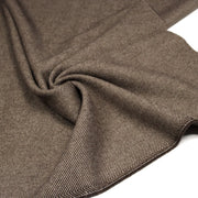 Tissu lainage sergé, fines rayures crème et chocolat - Fabrication italienne - TissusPapi.com