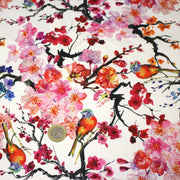 Tissu gabardine coton imprimée GUNMA jardin japonais, oiseaux et fleurs de cerisier - OEKO - TEX - TissusPapi.com