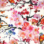 Tissu gabardine coton imprimée GUNMA jardin japonais, oiseaux et fleurs de cerisier - OEKO - TEX - TissusPapi.com
