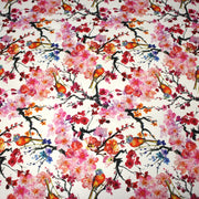Tissu gabardine coton imprimée GUNMA jardin japonais, oiseaux et fleurs de cerisier - OEKO - TEX - TissusPapi.com