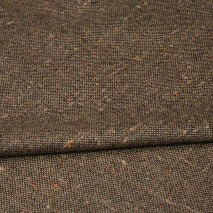 Tissu lainage tweed caramel aux touches écrues et oranges - Fabrication italienne