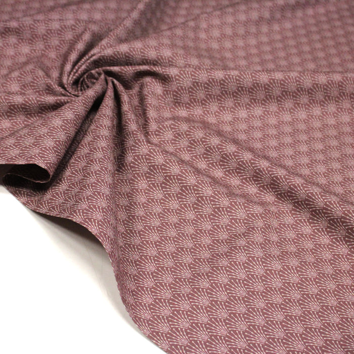 Tissu cotonnade bordeaux aux motifs géométriques blancs ART DECO - STANDARD 100 OEKO - TEX - TissusPapi.com