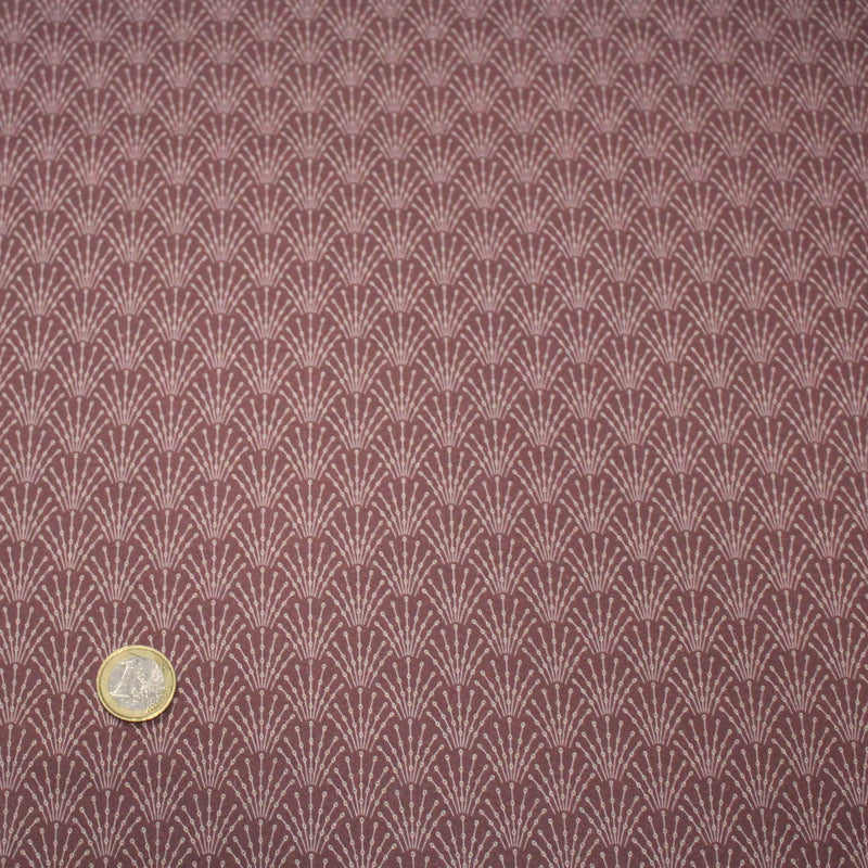 Tissu cotonnade bordeaux aux motifs géométriques blancs ART DECO - STANDARD 100 OEKO - TEX - TissusPapi.com