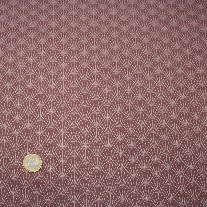 Tissu cotonnade bordeaux aux motifs géométriques blancs ART DECO - STANDARD 100 OEKO - TEX - TissusPapi.com