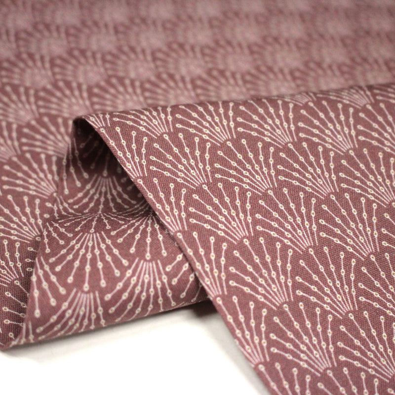 Tissu cotonnade bordeaux aux motifs géométriques blancs ART DECO - STANDARD 100 OEKO - TEX - TissusPapi.com