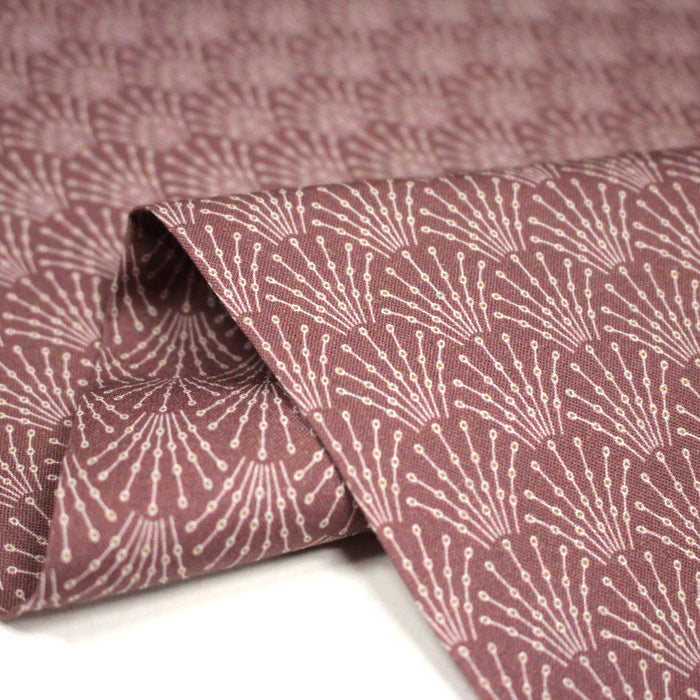Tissu cotonnade bordeaux aux motifs géométriques blancs ART DECO - STANDARD 100 OEKO - TEX - TissusPapi.com