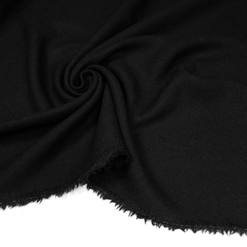 Tissu crêpe de laine épais noir - Fabrication française - TissusPapi.com