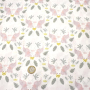 Tissu cotonnade enfant blanc aux éléphants & feuilles tropicales - STANDARD 100 OEKO - TEX - TissusPapi.com