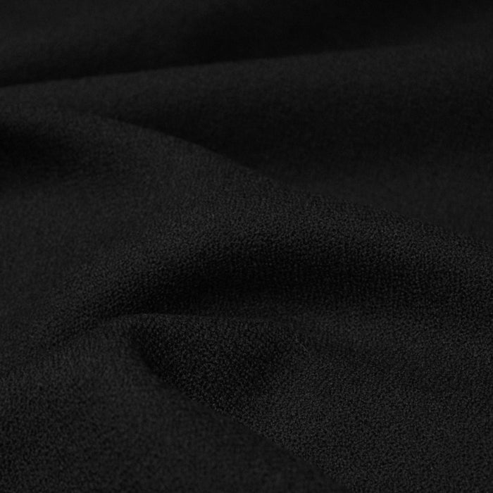 Tissu crêpe de laine épais noir - Fabrication française