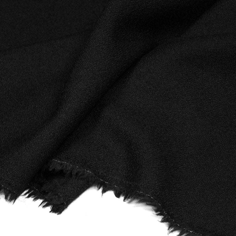 Tissu crêpe de laine épais noir - Fabrication française - TissusPapi.com