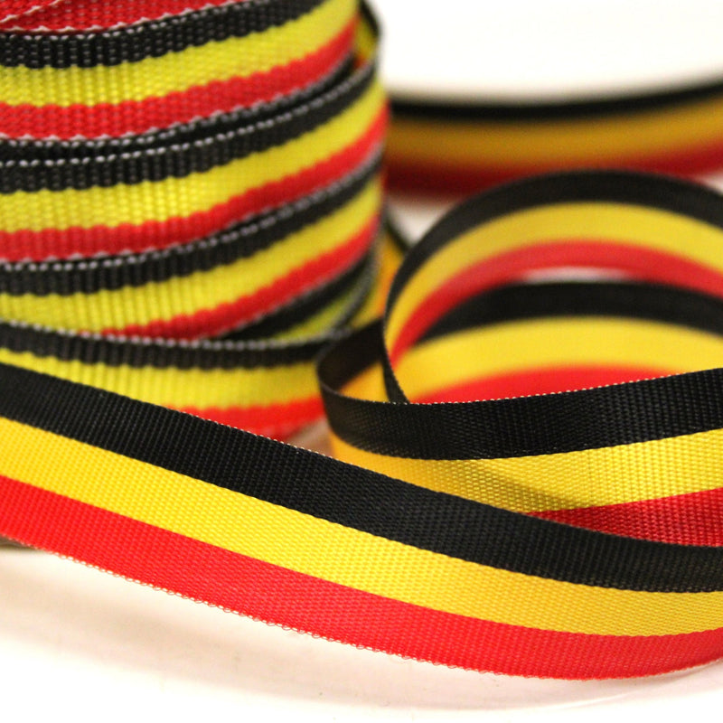 Drapeau belge 80 cm & rubans belges au mètre – Noir, jaune, rouge, ALLEZ LES BELGES ! - TissusPapi.com