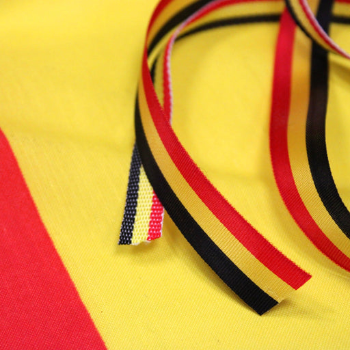 Drapeau belge 80 cm & rubans belges au mètre – Noir, jaune, rouge, ALLEZ LES BELGES ! - TissusPapi.com