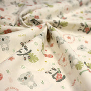 Tissu cotonnade écru, Koalas pandas et ukuleles - STANDARD 100 OEKO - TEX - TissusPapi.com