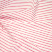 Tissu cotonnade rayée : blanc & rayures roses - TissusPapi.com