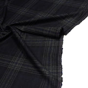Tissu lainage tartan carreaux noir bleu nuit et gris anthracite - Fabrication italienne - TissusPapi.com