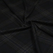 Tissu lainage tartan carreaux noir bleu nuit et gris anthracite - Fabrication italienne - TissusPapi.com