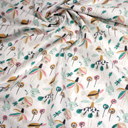 Tissu cotonnade blanc, Fées et danseuses, tons roses verts et ocre - STANDARD 100 OEKO - TEX - TissusPapi.com