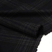 Tissu lainage tartan carreaux noir bleu nuit et gris anthracite - Fabrication italienne - TissusPapi.com