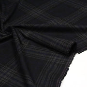 Tissu lainage tartan carreaux noir bleu nuit et gris anthracite - Fabrication italienne - TissusPapi.com