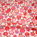 Tissu cotonnade POMME D'AMOUR, coeurs roses et pommes rouges - TissusPapi.com