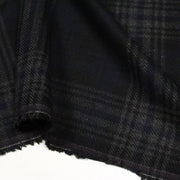 Tissu lainage tartan carreaux noir bleu nuit et gris anthracite - Fabrication italienne - TissusPapi.com