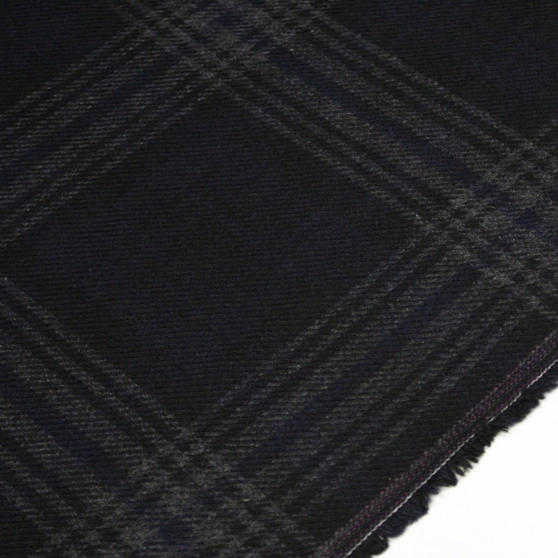 Tissu lainage tartan carreaux noir bleu nuit et gris anthracite - Fabrication italienne - TissusPapi.com