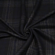 Tissu lainage tartan carreaux noir bleu nuit et gris anthracite - Fabrication italienne - TissusPapi.com