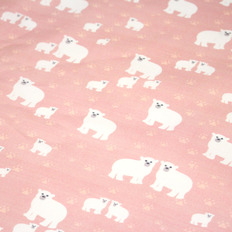 Tissu cotonnade LES OURS BLANCS, rose aux ours blancs - TissusPapi.com