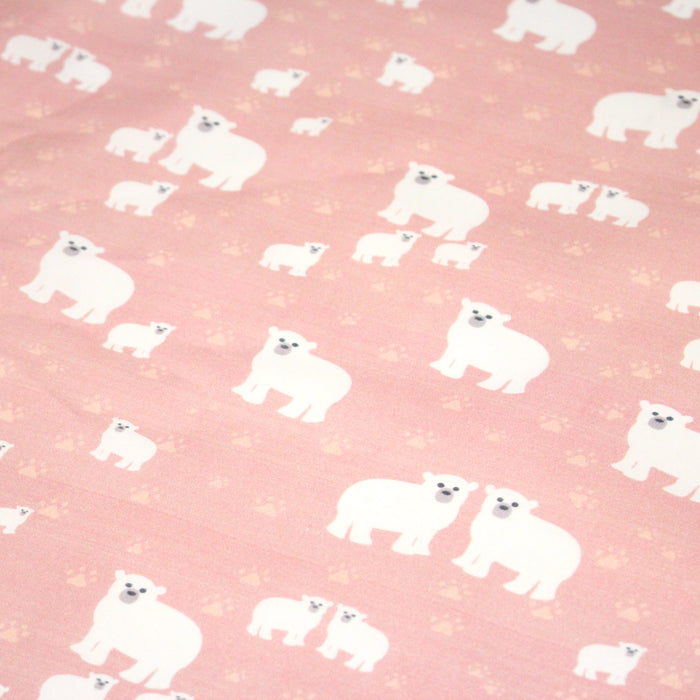 Tissu cotonnade LES OURS BLANCS, rose aux ours blancs - TissusPapi.com