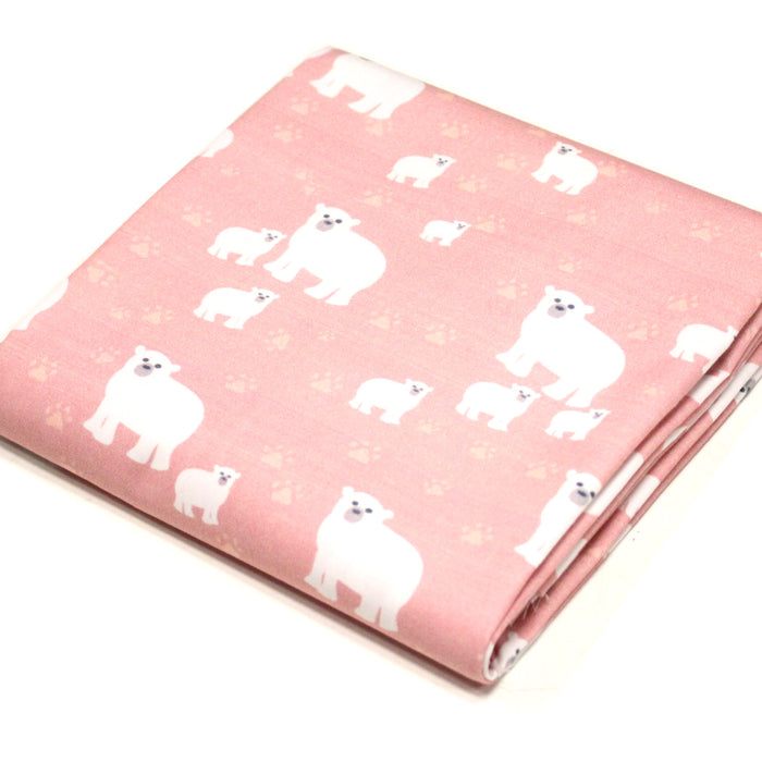 Tissu cotonnade LES OURS BLANCS, rose aux ours blancs - TissusPapi.com