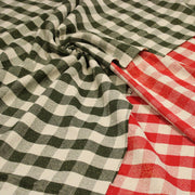 Tissu coton VICHY LUREX grands carreaux 25mm : rouge doré ou kaki doré ! - TissusPapi.com