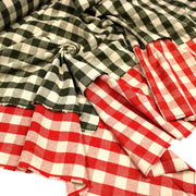 Tissu coton VICHY LUREX grands carreaux 25mm : rouge doré ou kaki doré ! - TissusPapi.com