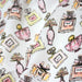 Tissu cotonnade MAKE - UP GIRLY, motifs bouteilles de parfum multicolores - TissusPapi.com