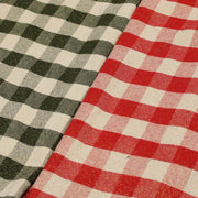 Tissu coton VICHY LUREX grands carreaux 25mm : rouge doré ou kaki doré ! - TissusPapi.com
