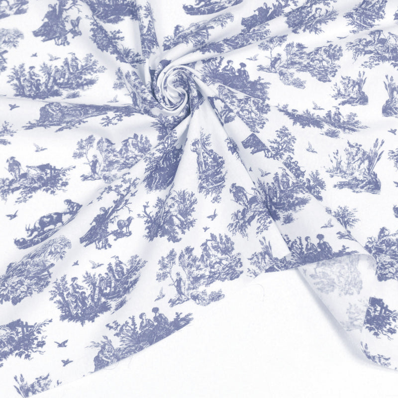 Tissu cotonnade Toile de Jouy OBER blanc : nombreuses couleurs - OEKO - TEX - TissusPapi.com