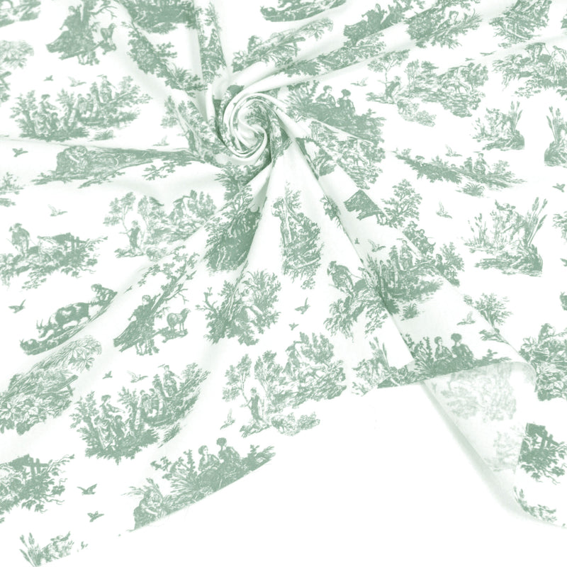Tissu cotonnade Toile de Jouy OBER blanc : nombreuses couleurs - OEKO - TEX - TissusPapi.com