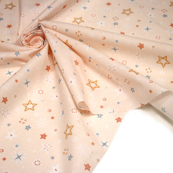 Tissu cotonnade enfant, mille étoiles, tons corail - OEKO - TEX STANDARD 100 - TissusPapi.com