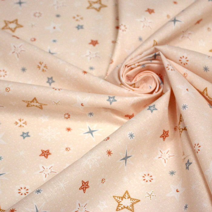 Tissu cotonnade enfant, mille étoiles, tons corail - OEKO - TEX STANDARD 100 - TissusPapi.com