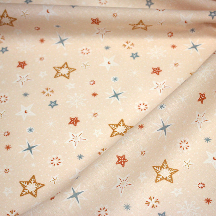 Tissu cotonnade enfant, mille étoiles, tons corail - OEKO - TEX STANDARD 100 - TissusPapi.com
