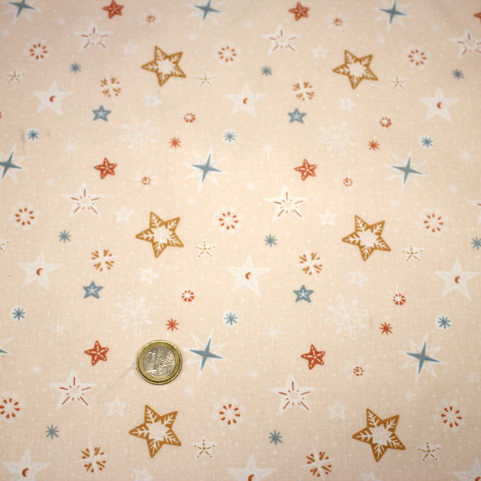 Tissu cotonnade enfant, mille étoiles, tons corail - OEKO - TEX STANDARD 100 - TissusPapi.com