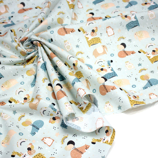 Tissu cotonnade enfant, ours & baudruches, tons bleus - OEKO - TEX STANDARD 100 - TissusPapi.com